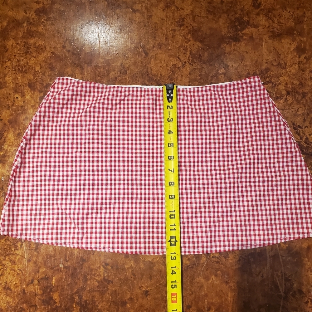 Princess Polly Red and White Asymmetrical Skater Mini Skirt - Picture 3 of 6